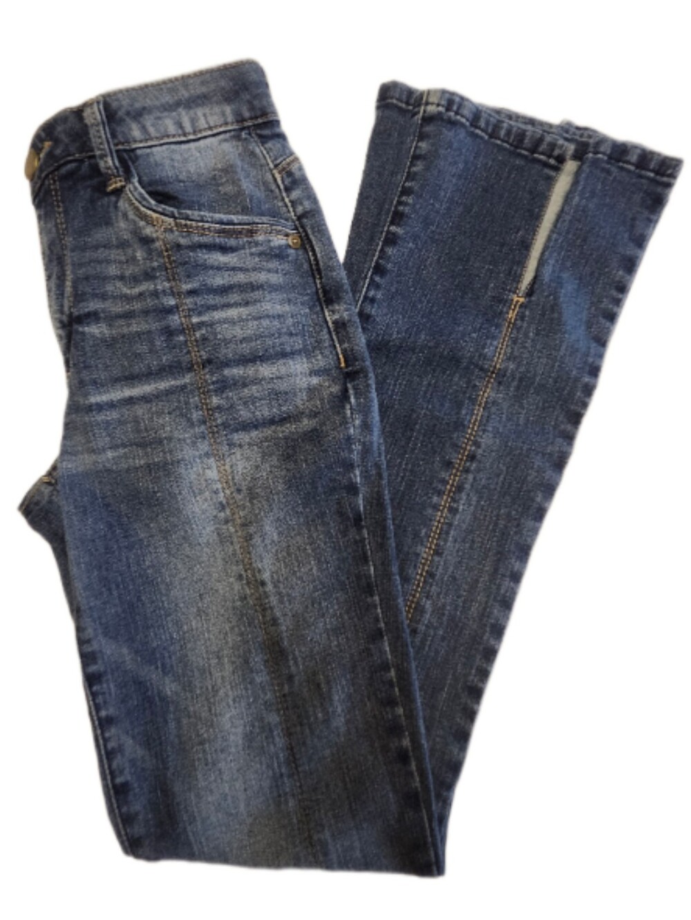 Mac And Me, Front Seams, Split Hems, Baby Bootcut Denim Jeans, 0